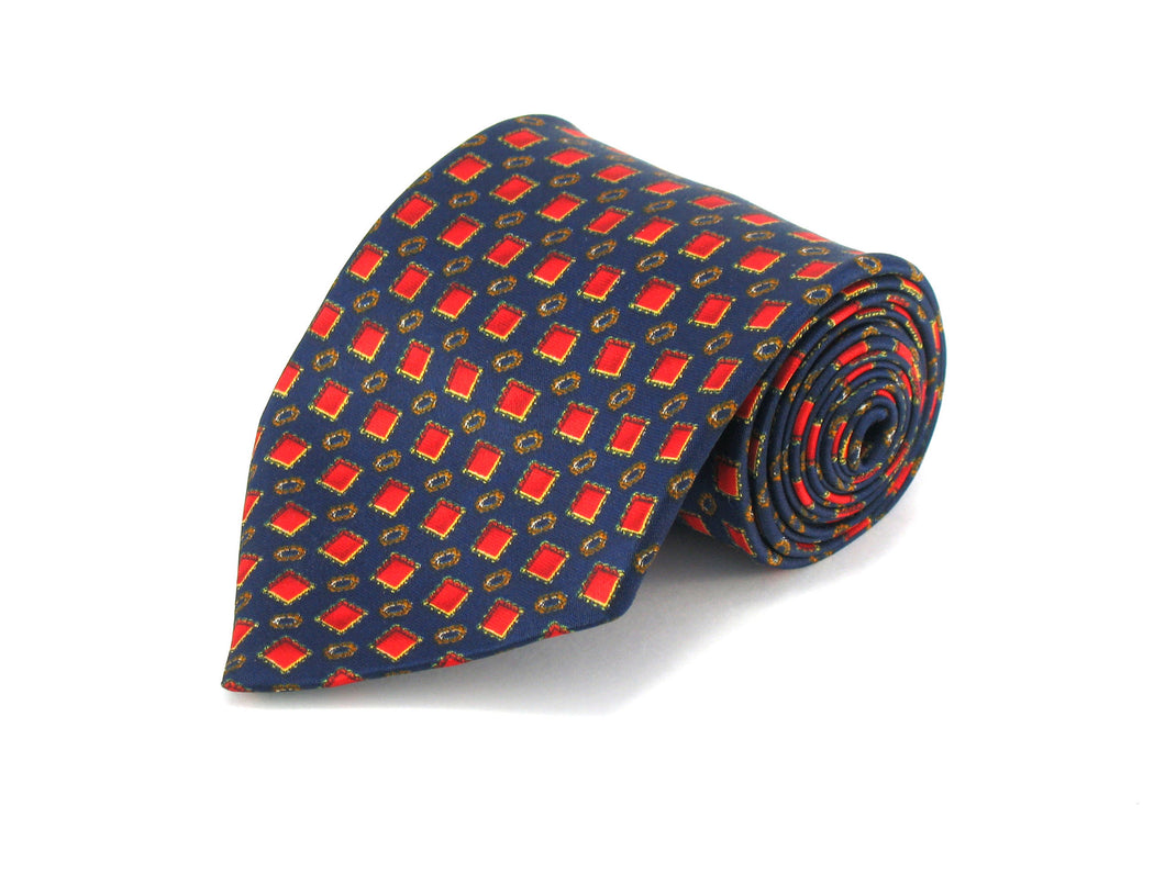 Blue Silk Tie with Red Spots