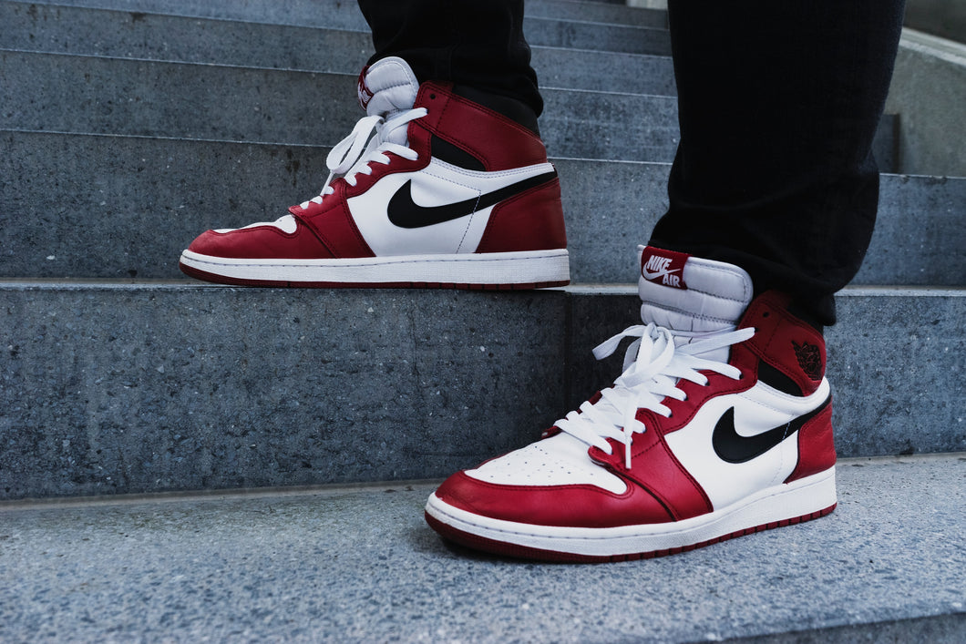 Red-and-white Nike Air Jordan 1 Shoes