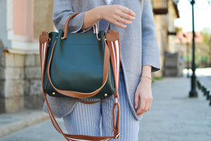 Green Leather 2-way Shoulder Bag